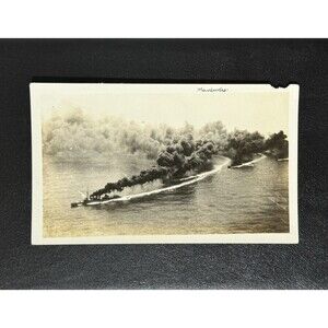 WWI Naval Warship Photograph – US Navy - Smoke Screen at Sea - Manoeuvres